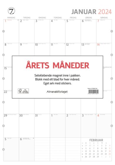 Kalender 2024 7.sans Årets måneder