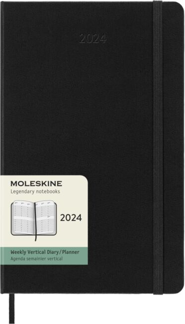 Kalender Moleskine 2024 Hard L Uke Vert Sort