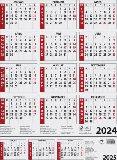 Kalender 2024 7.Sans Årskalender A3