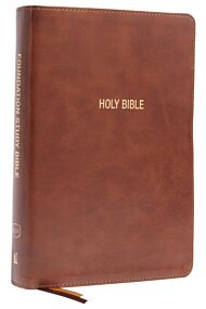 KJV, Foundation Study Bible, Large Print, Leathersoft, Brown, Red Letter, Thumb Indexed, Comfort Pri