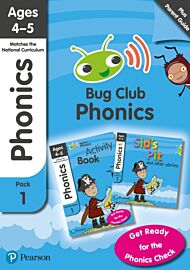 Phonics - Learn at Home Pack 1 (Bug Club), Phonics Sets 1-3 for ages 4-5 (Six stories + Parent Guide