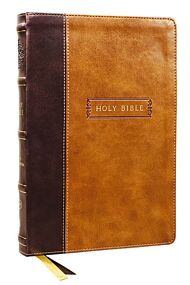 KJV, Center-Column Reference Bible with Apocrypha, Leathersoft, Brown, 73,000 Cross-References, Red