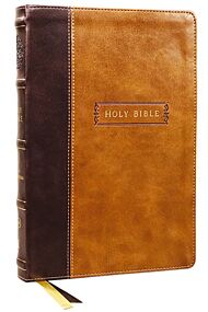 KJV, Center-Column Reference Bible with Apocrypha, Leathersoft, Brown, 73,000 Cross-References, Red