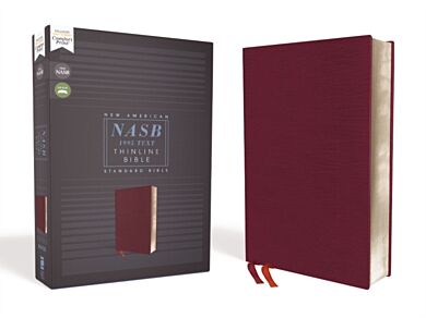 NASB, Thinline Bible, Bonded Leather, Burgundy, Red Letter, 1995 Text, Comfort Print